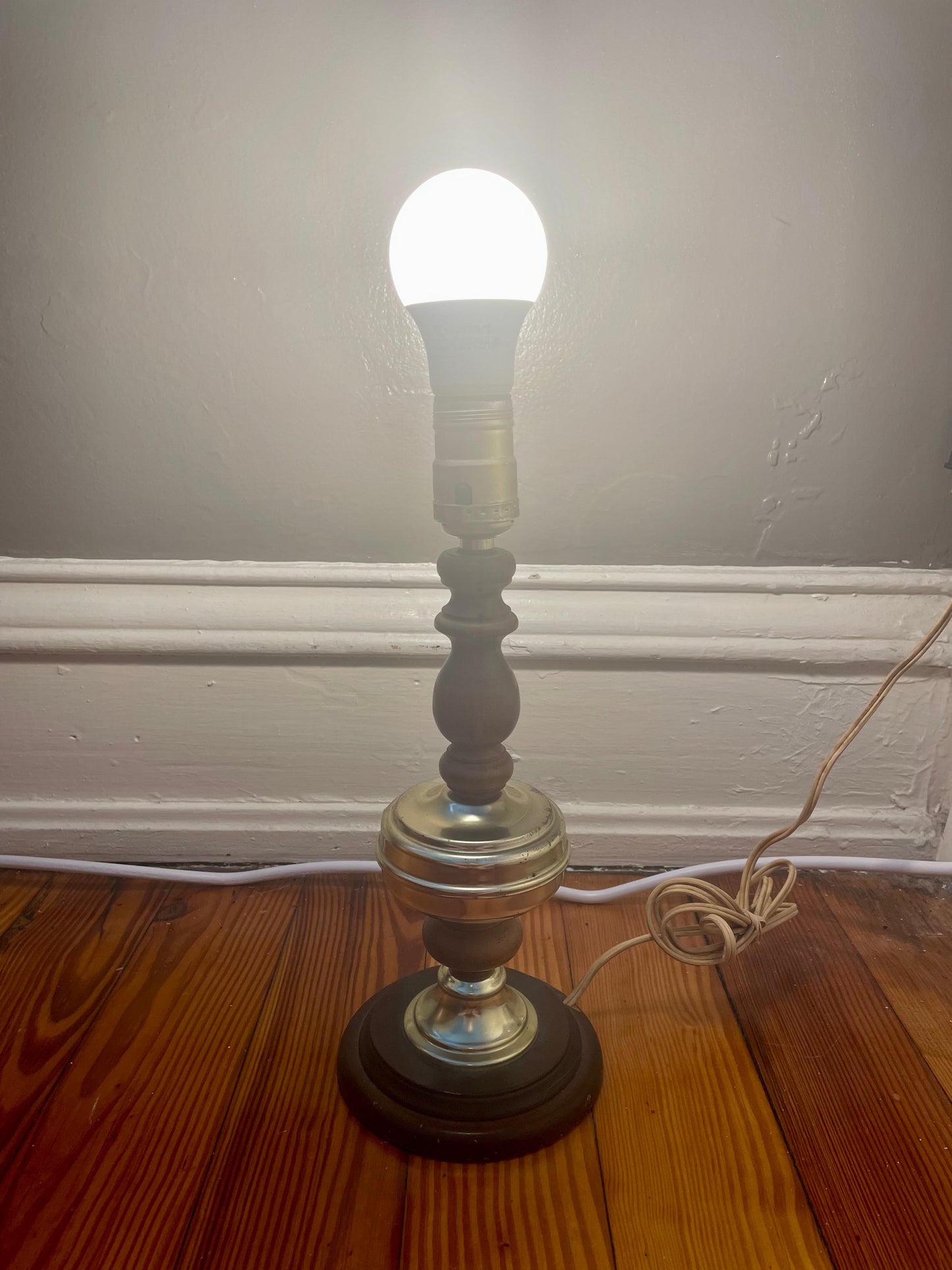 Vintage Brass & Wood Lamp