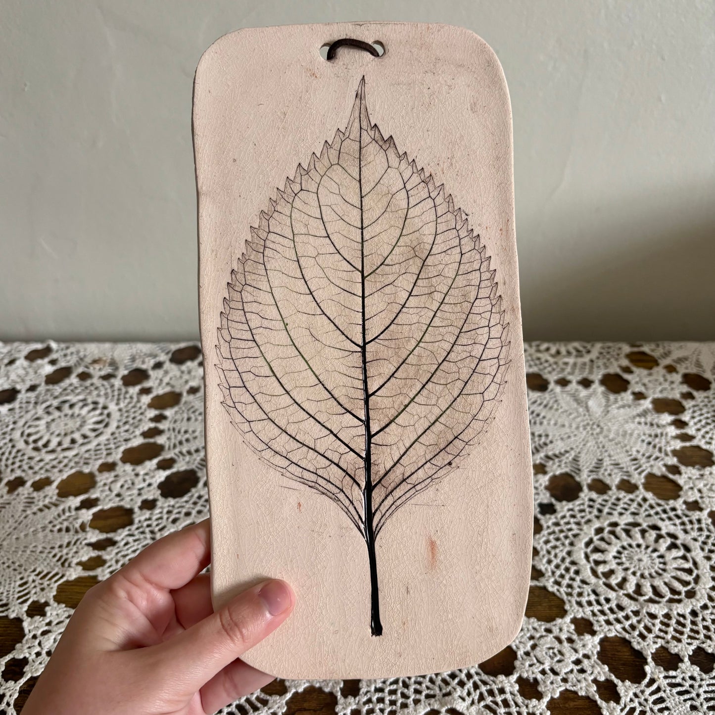 Ceramic Leaf Imprint Hanging Art