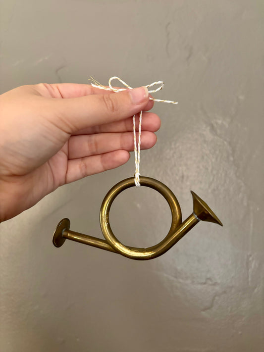 Vintage Brass Horn Ornament