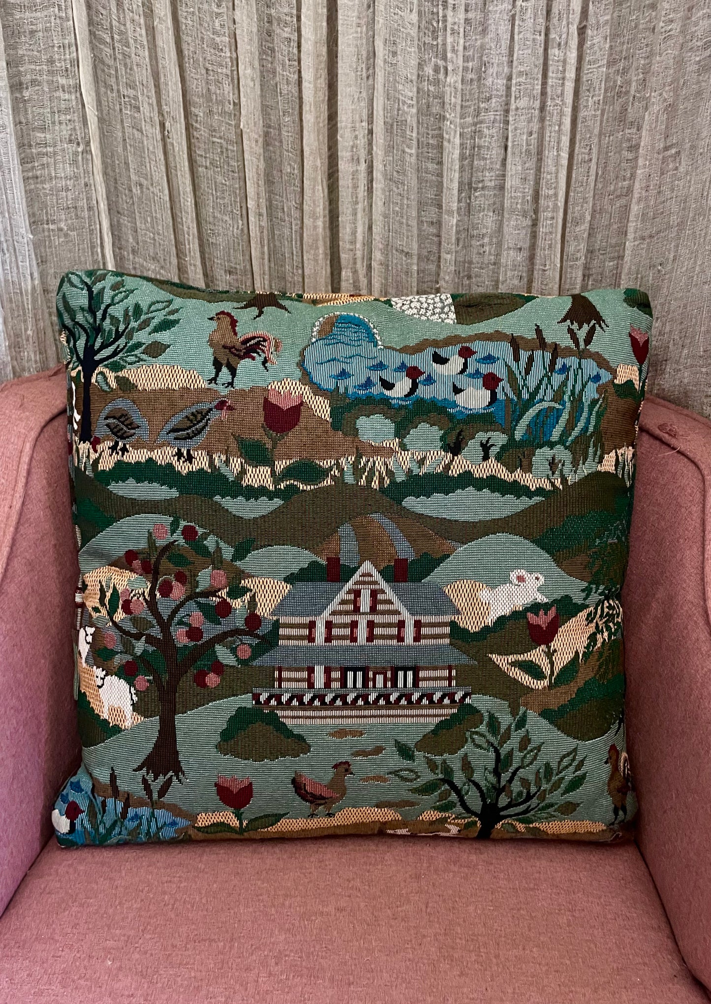 Vintage Farm Tapestry Pillow