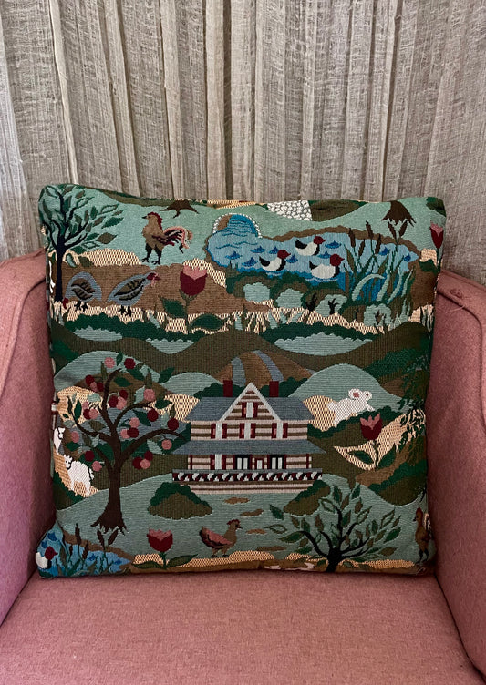 Vintage Farm Tapestry Pillow