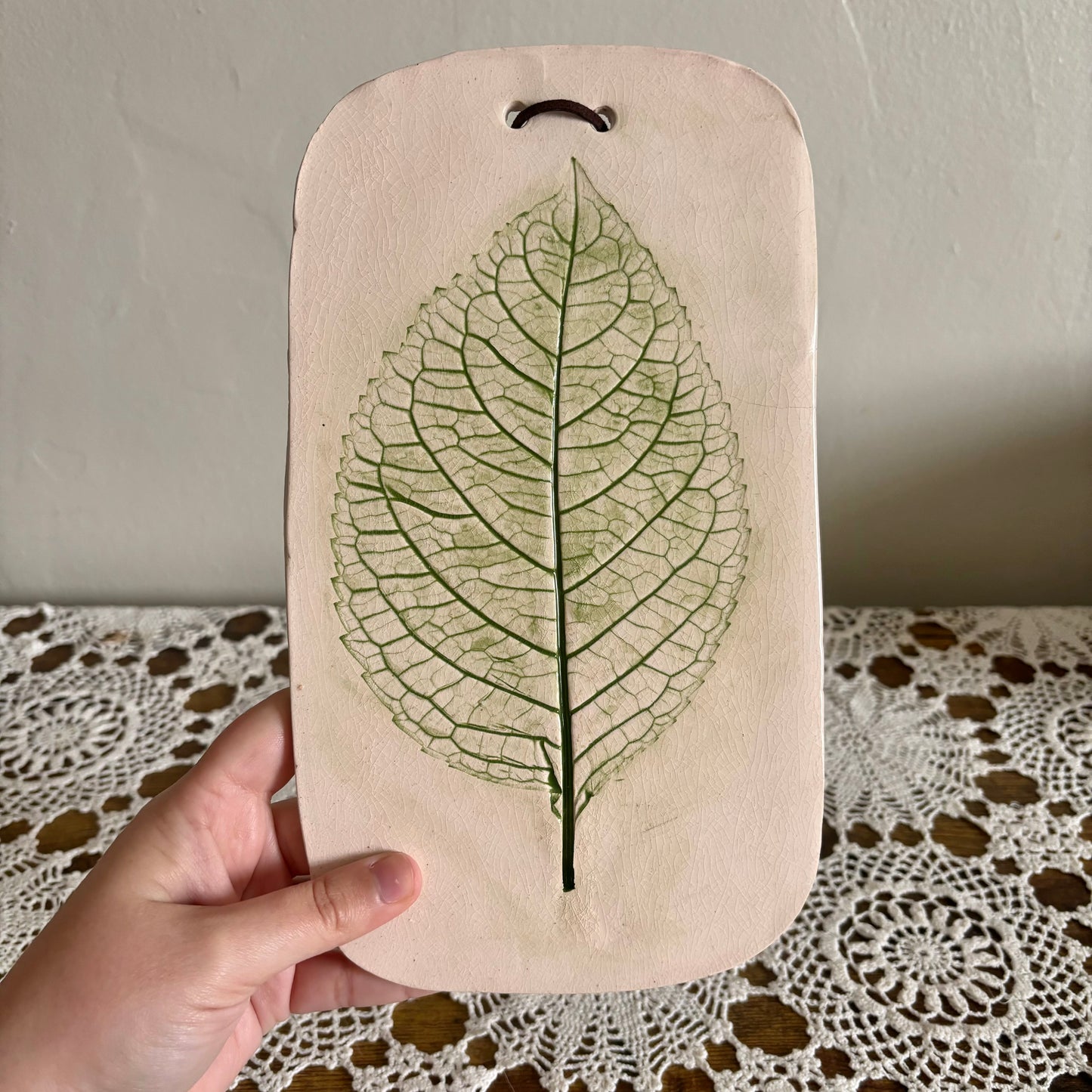 Ceramic Leaf Imprint Hanging Art