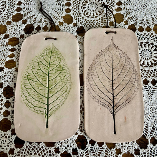 Ceramic Leaf Imprint Hanging Art