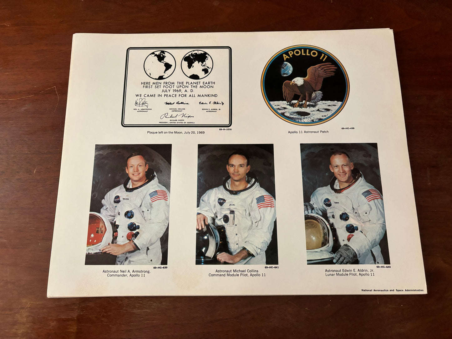 Vintage 1969 NASA Moon Landing Photo Print Set