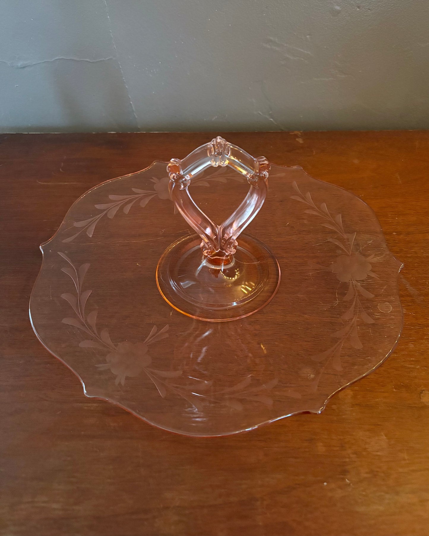 Pink Depression Glass Tidbit Tray