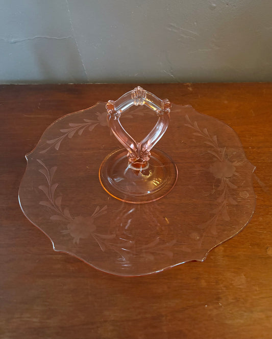 Pink Depression Glass Tidbit Tray