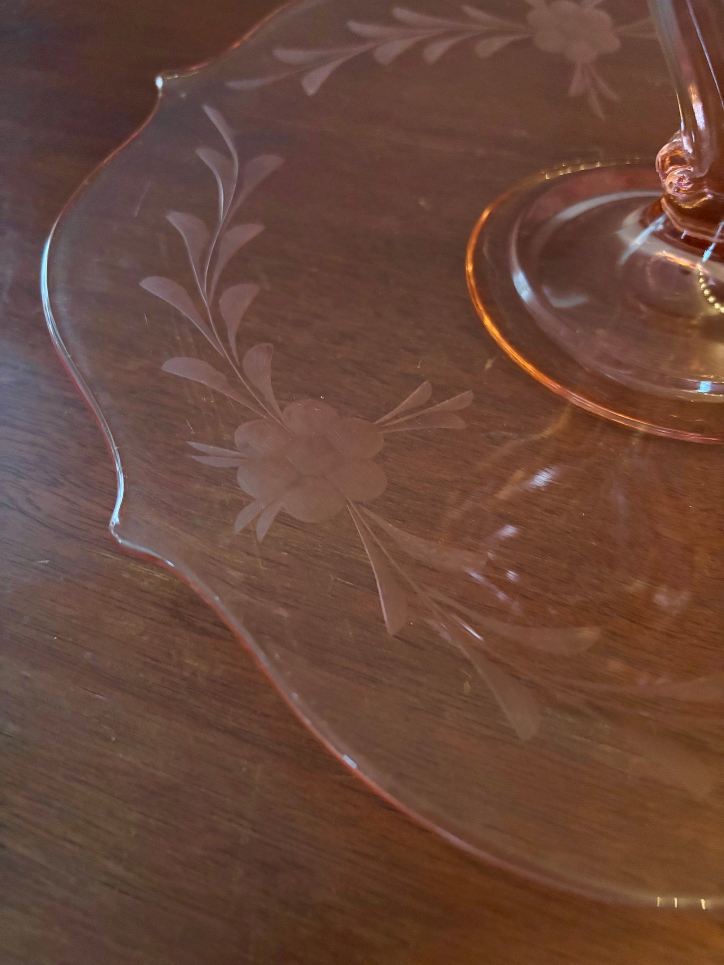 Pink Depression Glass Tidbit Tray