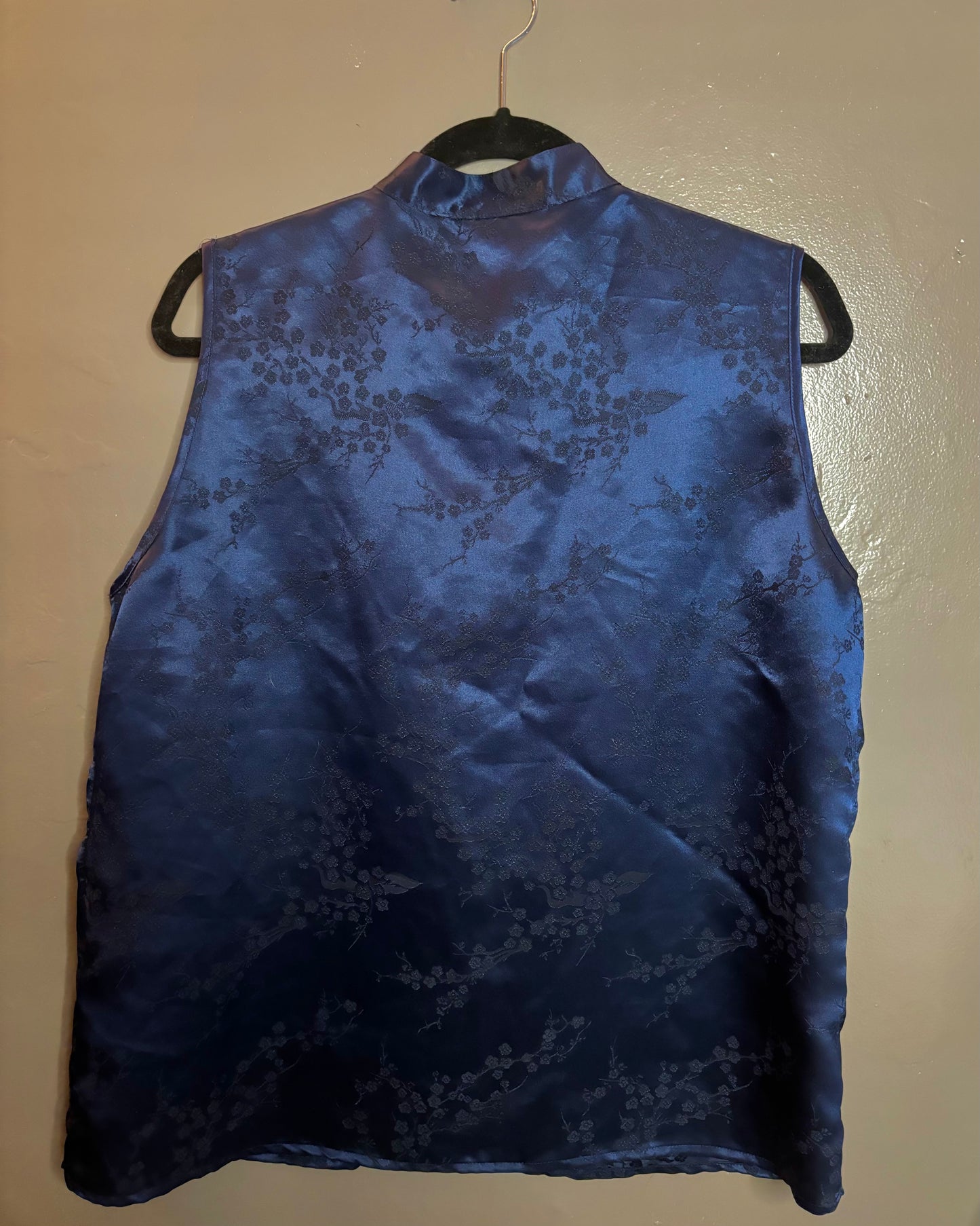 Vintage Blue Floral Traditional Chinese Blouse