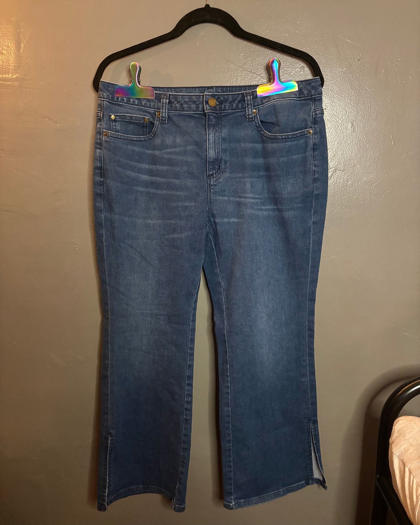 Vintage Michael Kors Split Wide Leg Cropped Blue Denim