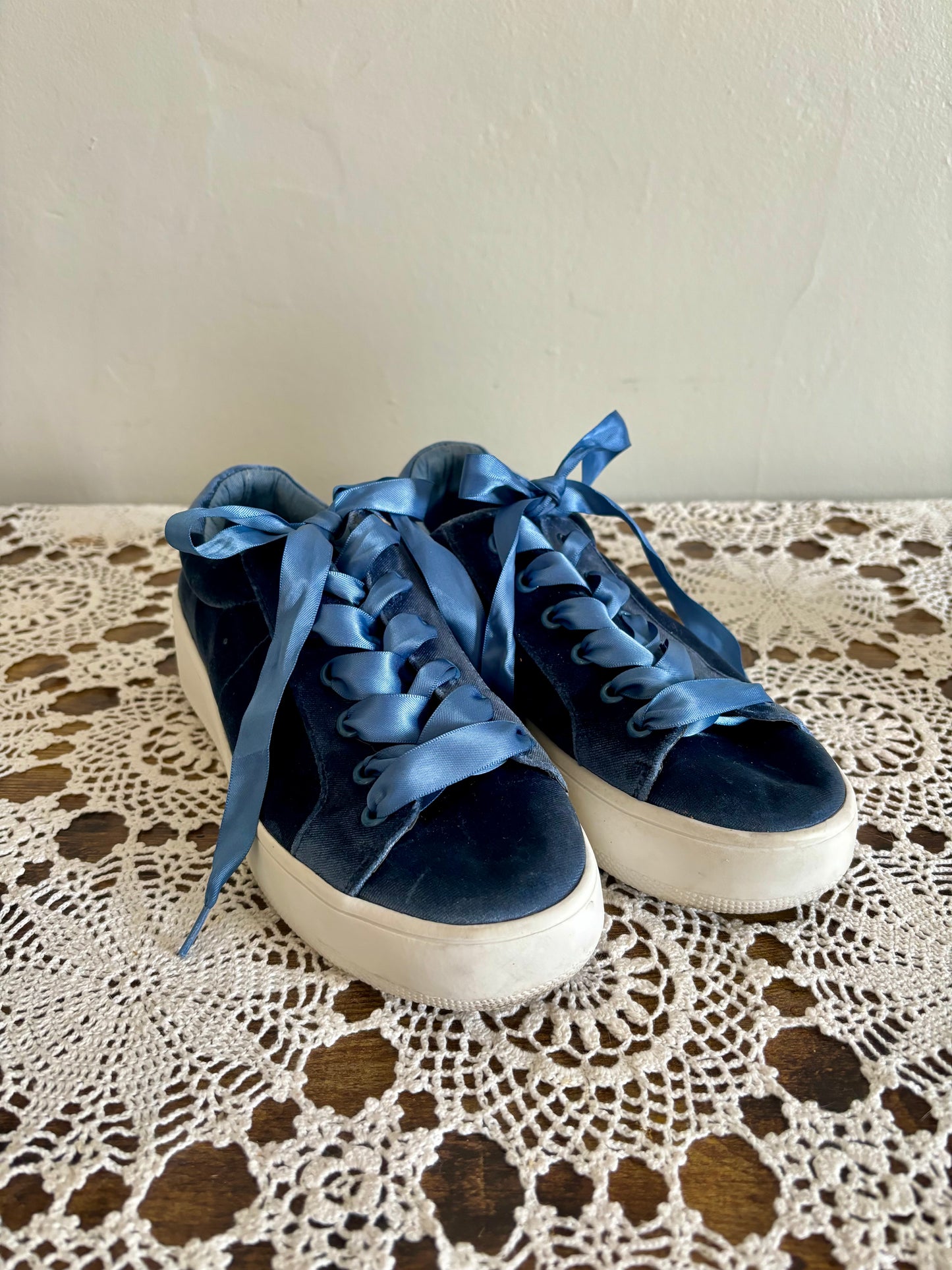 Steve Madden Blue Velvet Platform Sneakers