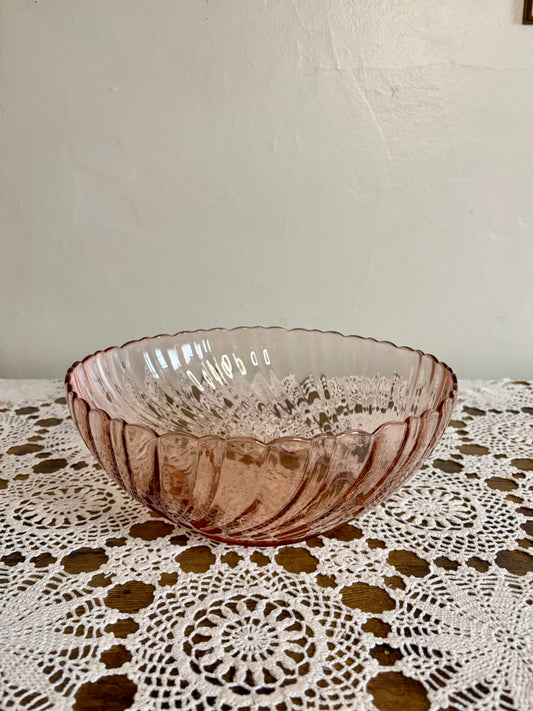 Vintage Pink Glass Serving Bowl