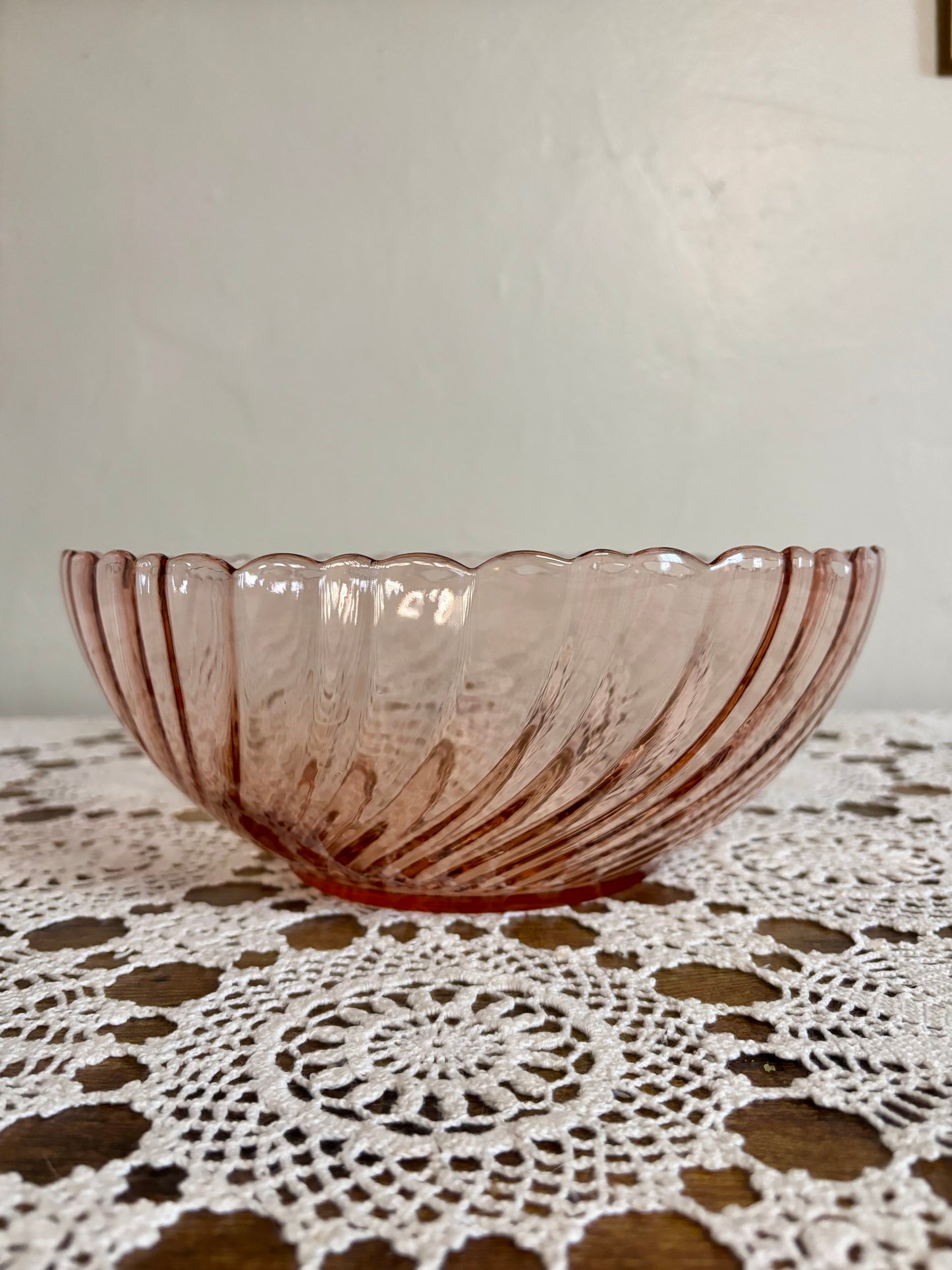 Vintage Pink Glass Serving Bowl