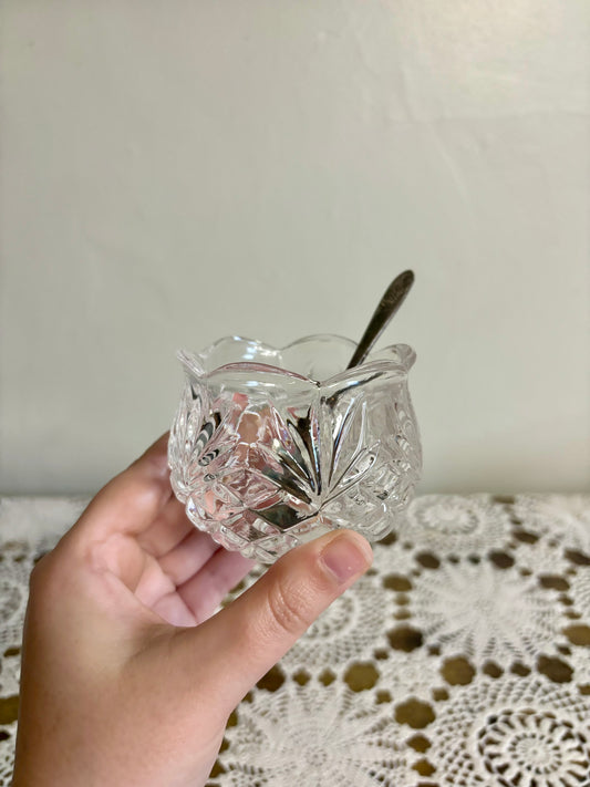 Vintage Glass Rose Tea Sugar Set