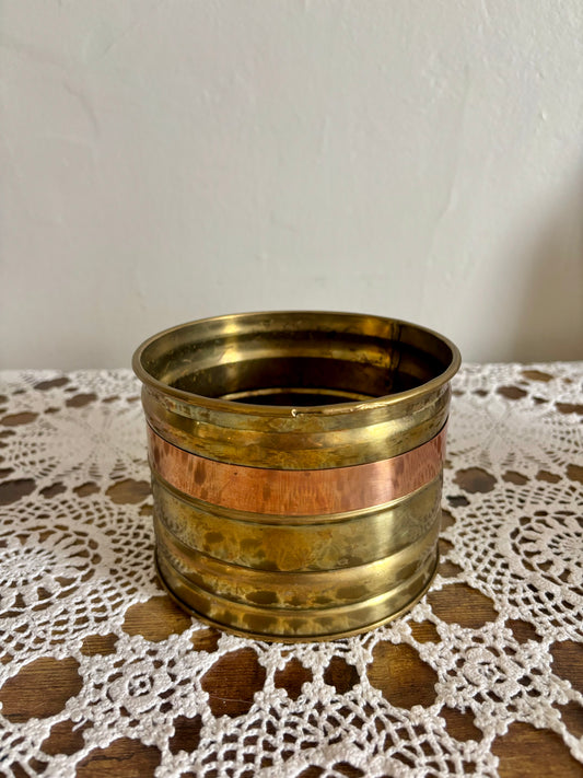 Small Vintage Brass & Copper Planter