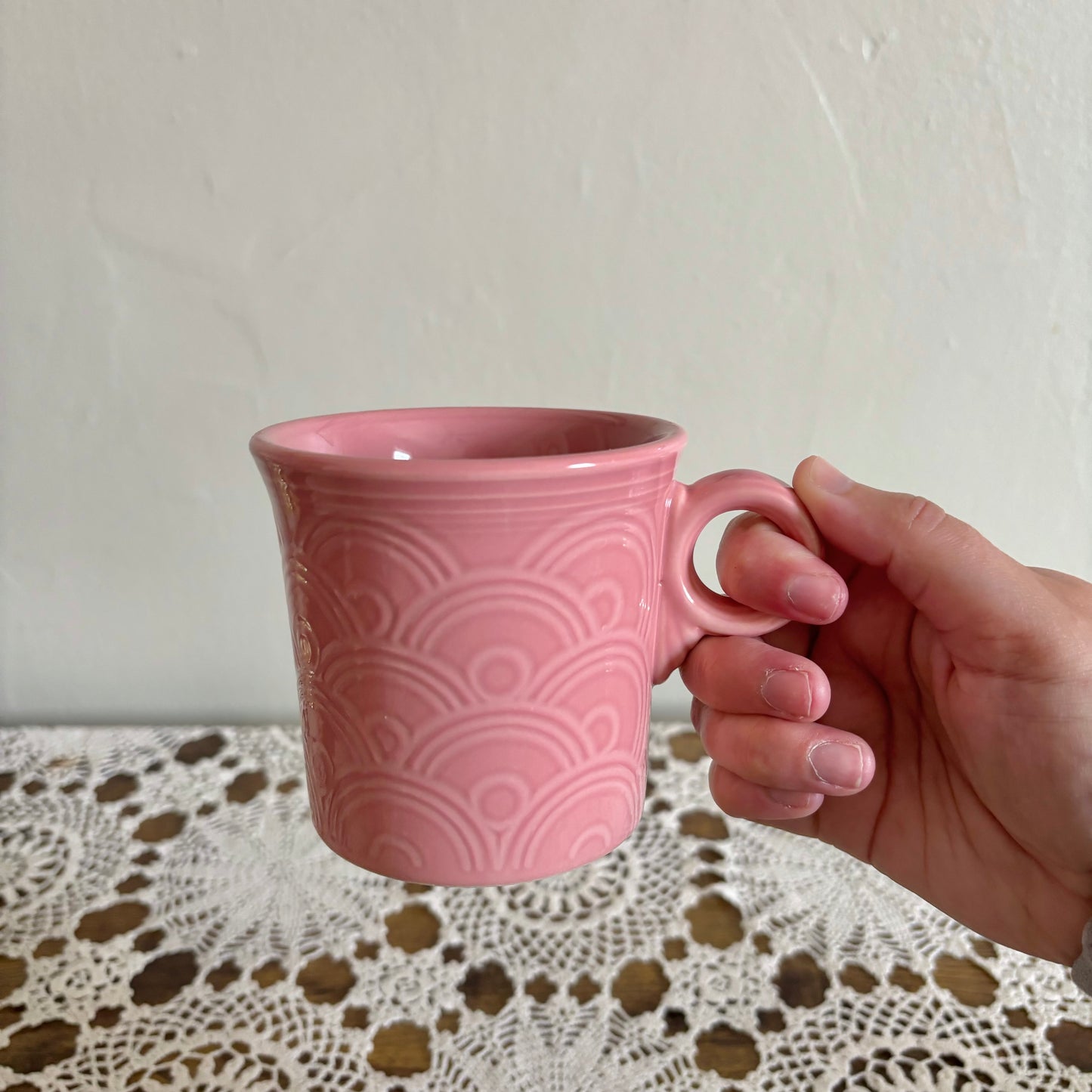 Vintage Fiesta Ware Pink Fan Mugs