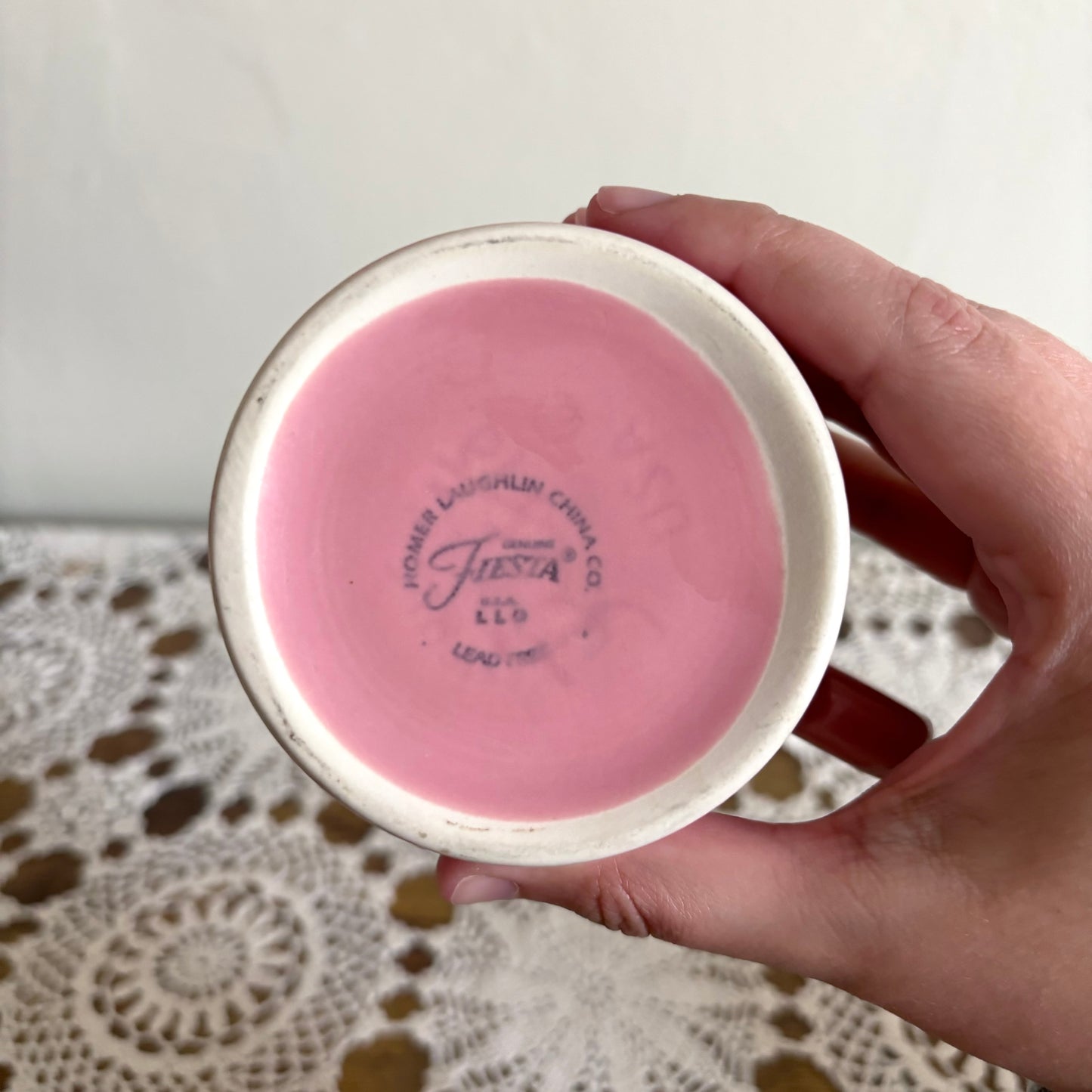 Vintage Fiesta Ware Pink Fan Mugs