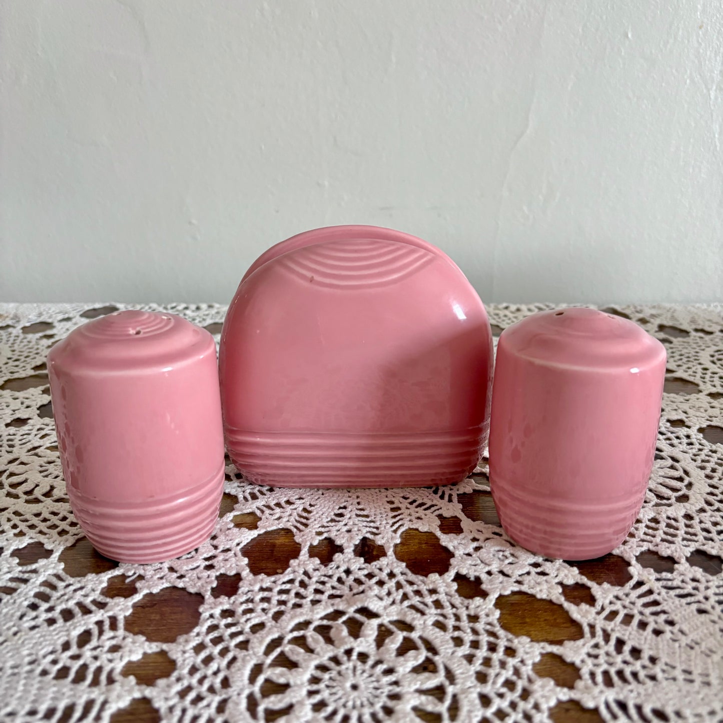 Vintage Pink Napkin Holder & S/P Shaker Set