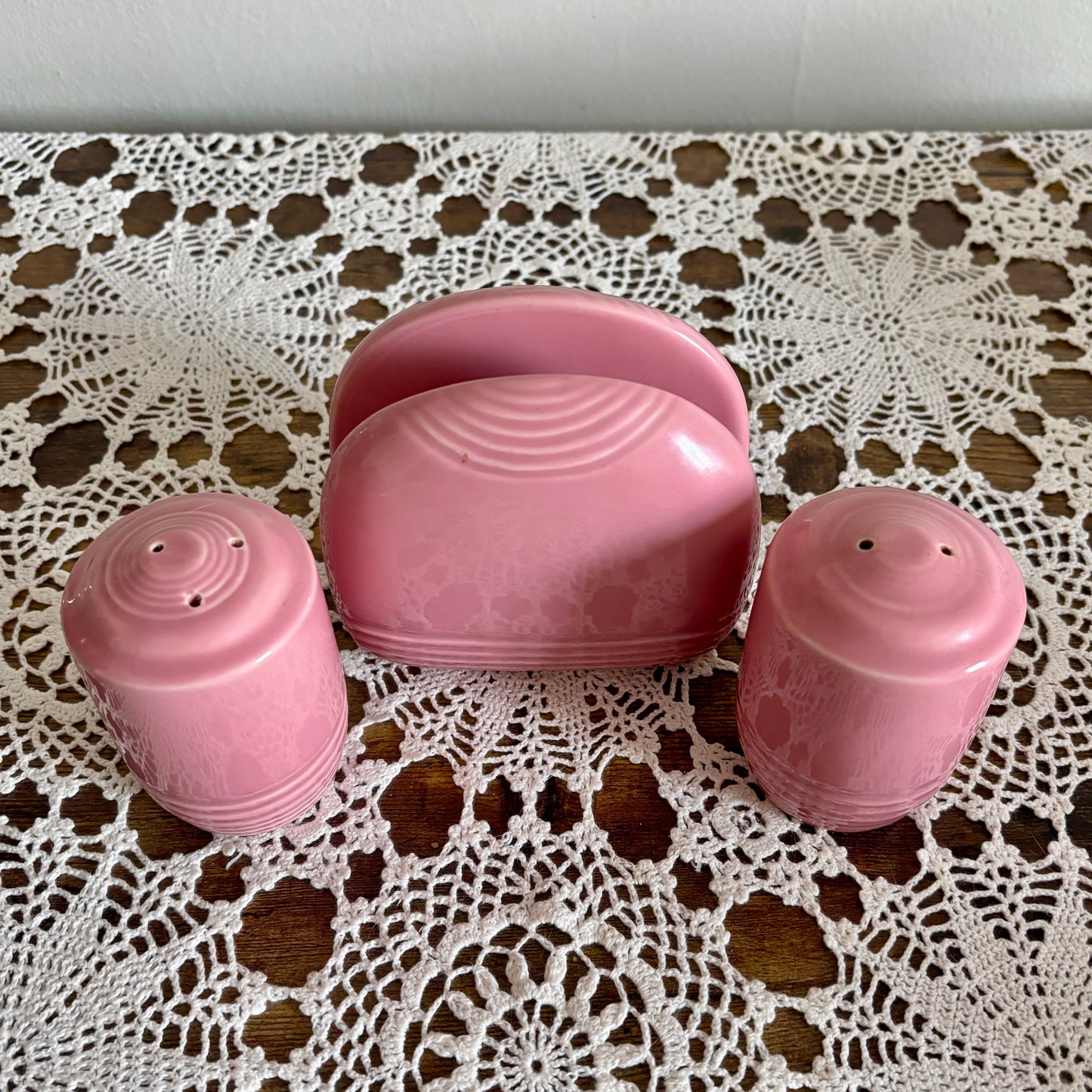 Vintage Pink Napkin Holder & S/P Shaker Set