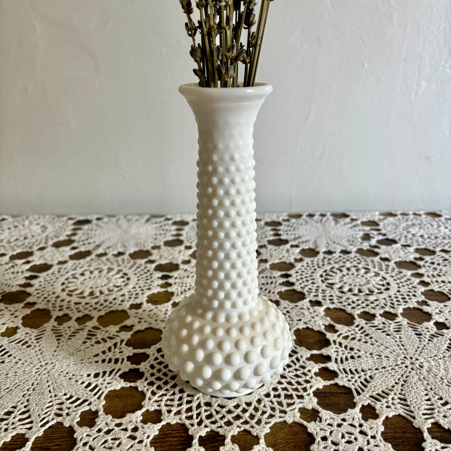 Vintage Milk Glass Hobnail Vase