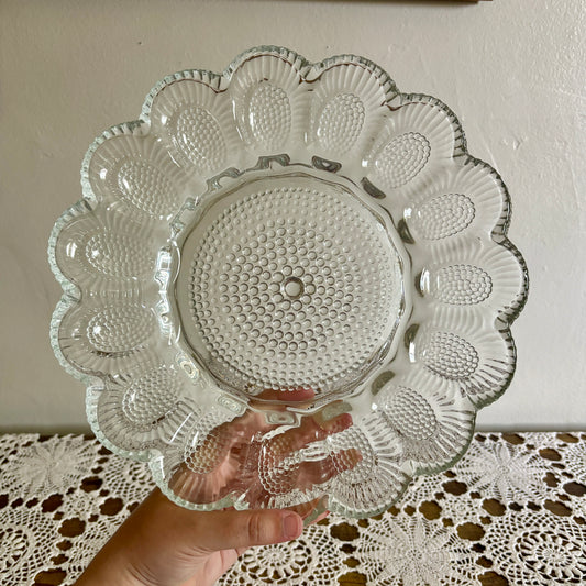 Vintage Crystal Deviled Egg Platter