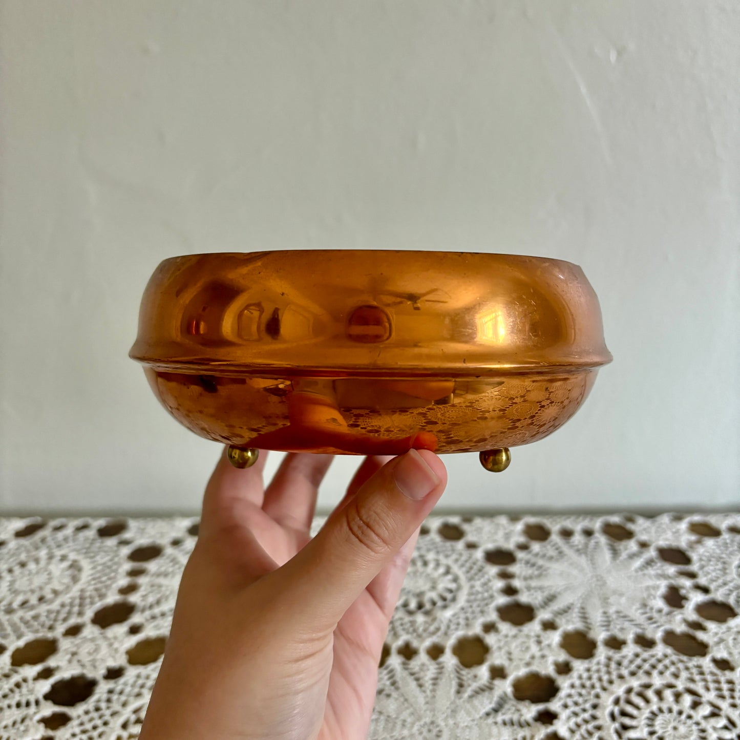 Vintage Footed Copper Planter