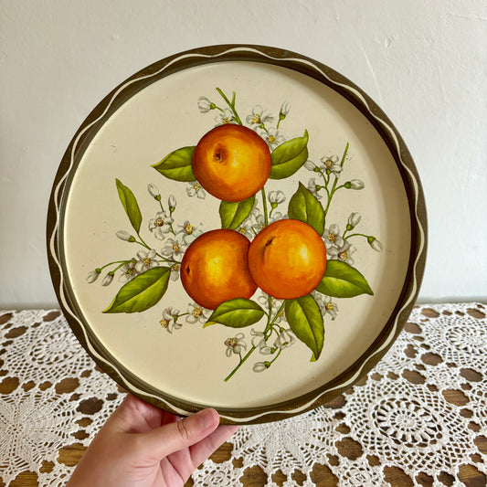 Vintage Orange Blossom Metal Tray