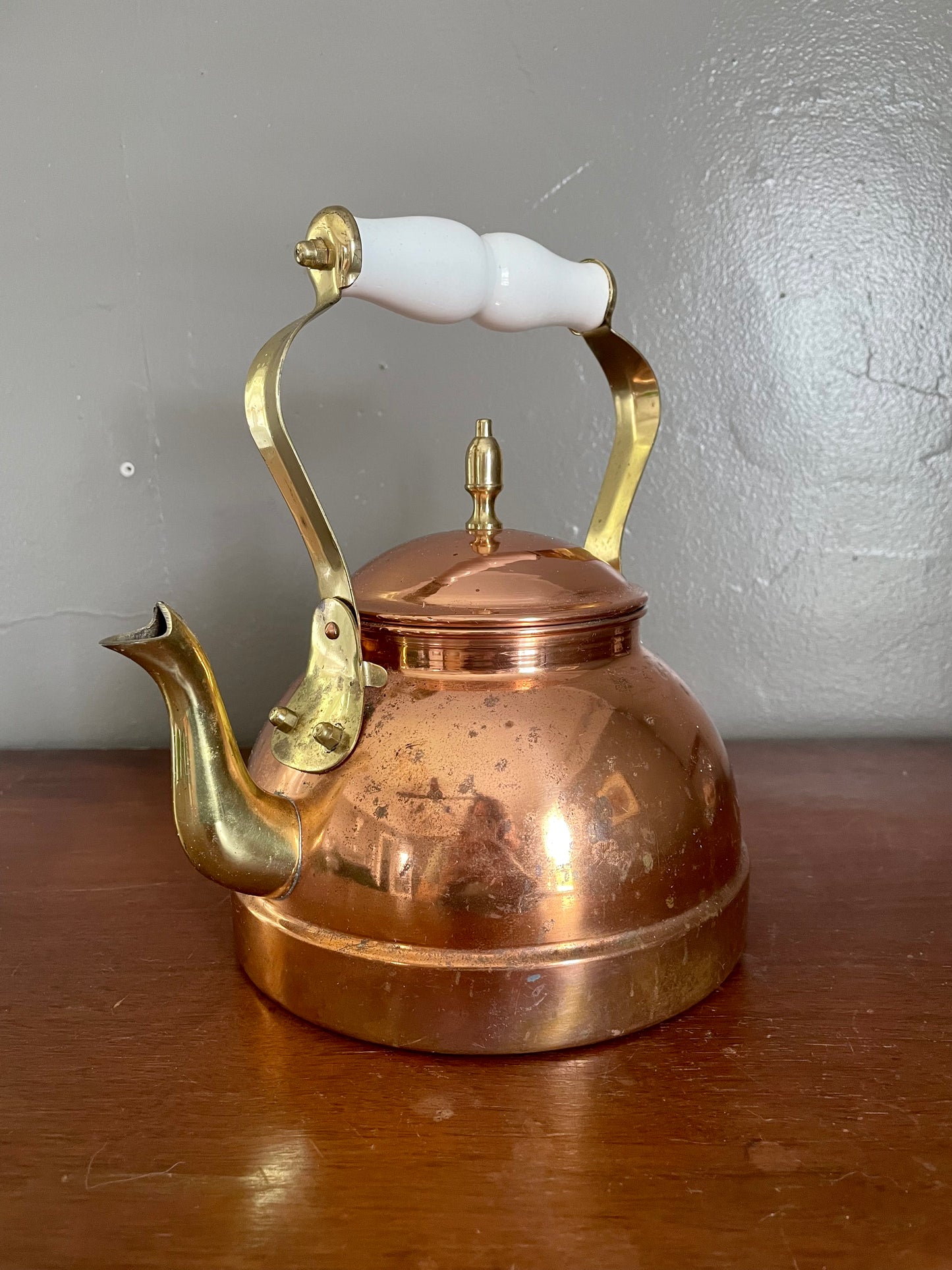 Vintage Copper & Brass Tea Kettle