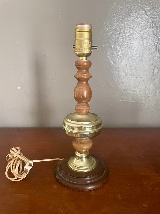 Vintage Brass & Wood Lamp