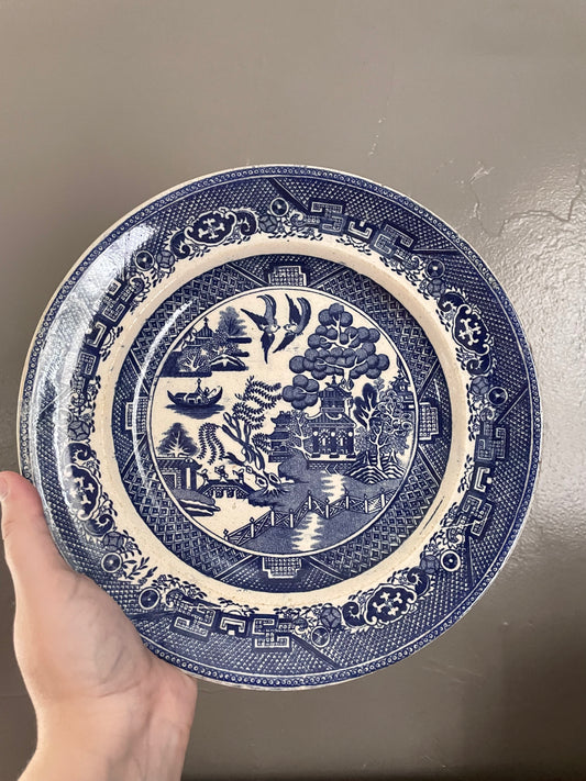 Vintage Blue Willow-Inspired Dinner Plate