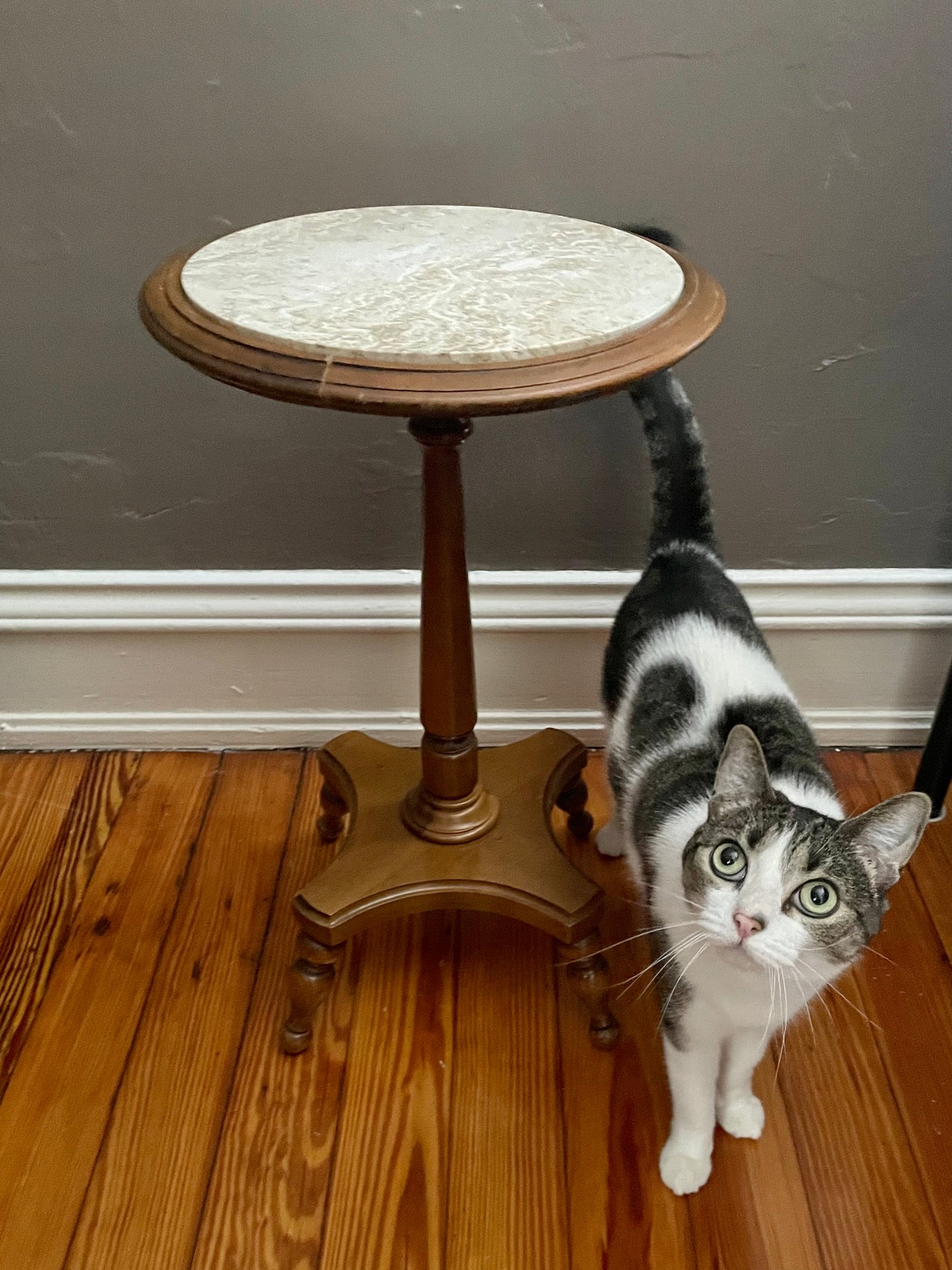 Vintage Wood & Stone Side Table