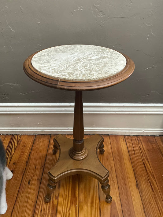 Vintage Wood & Stone Side Table