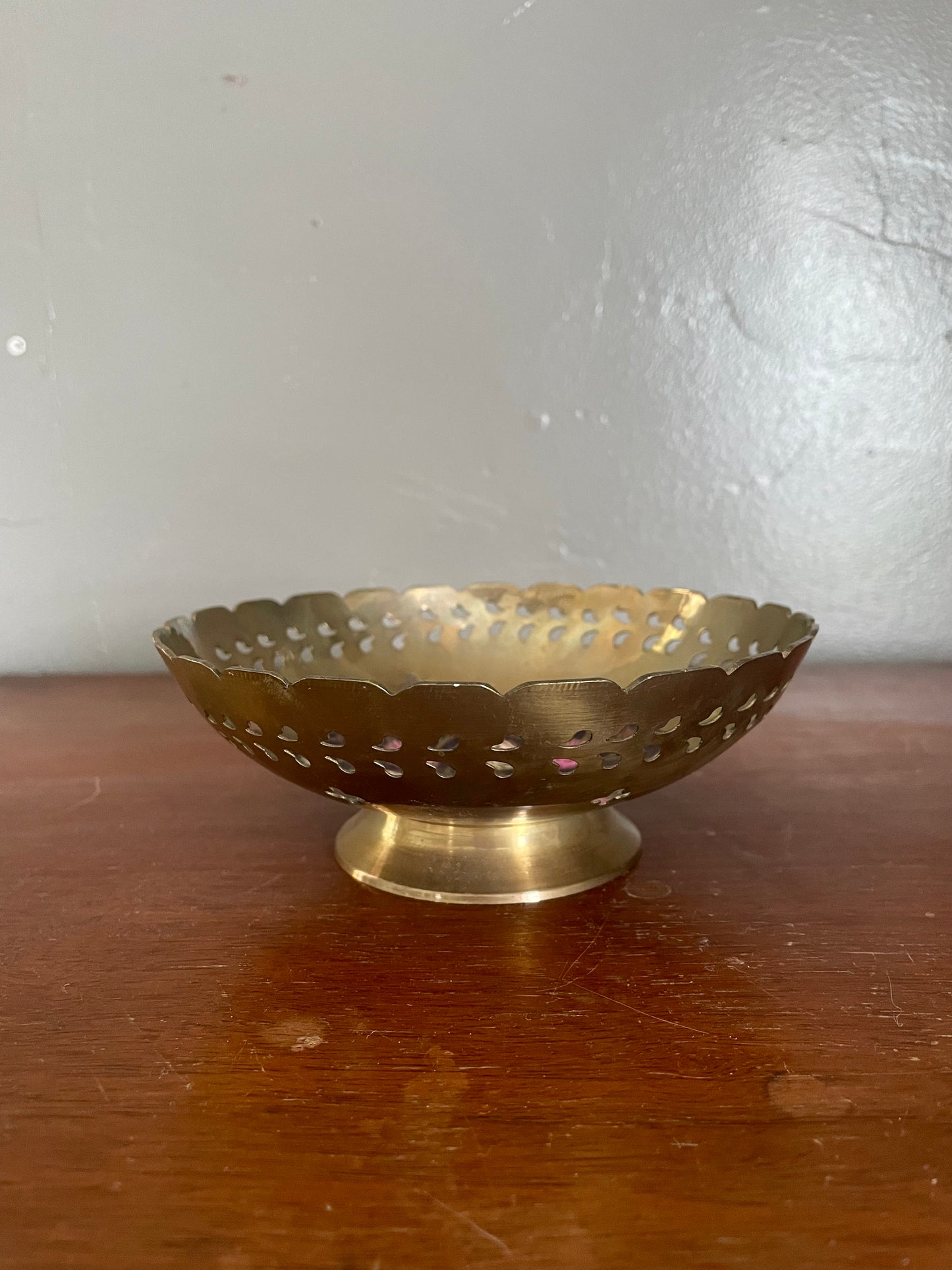 Vintage Hand Painted Brass Bowl