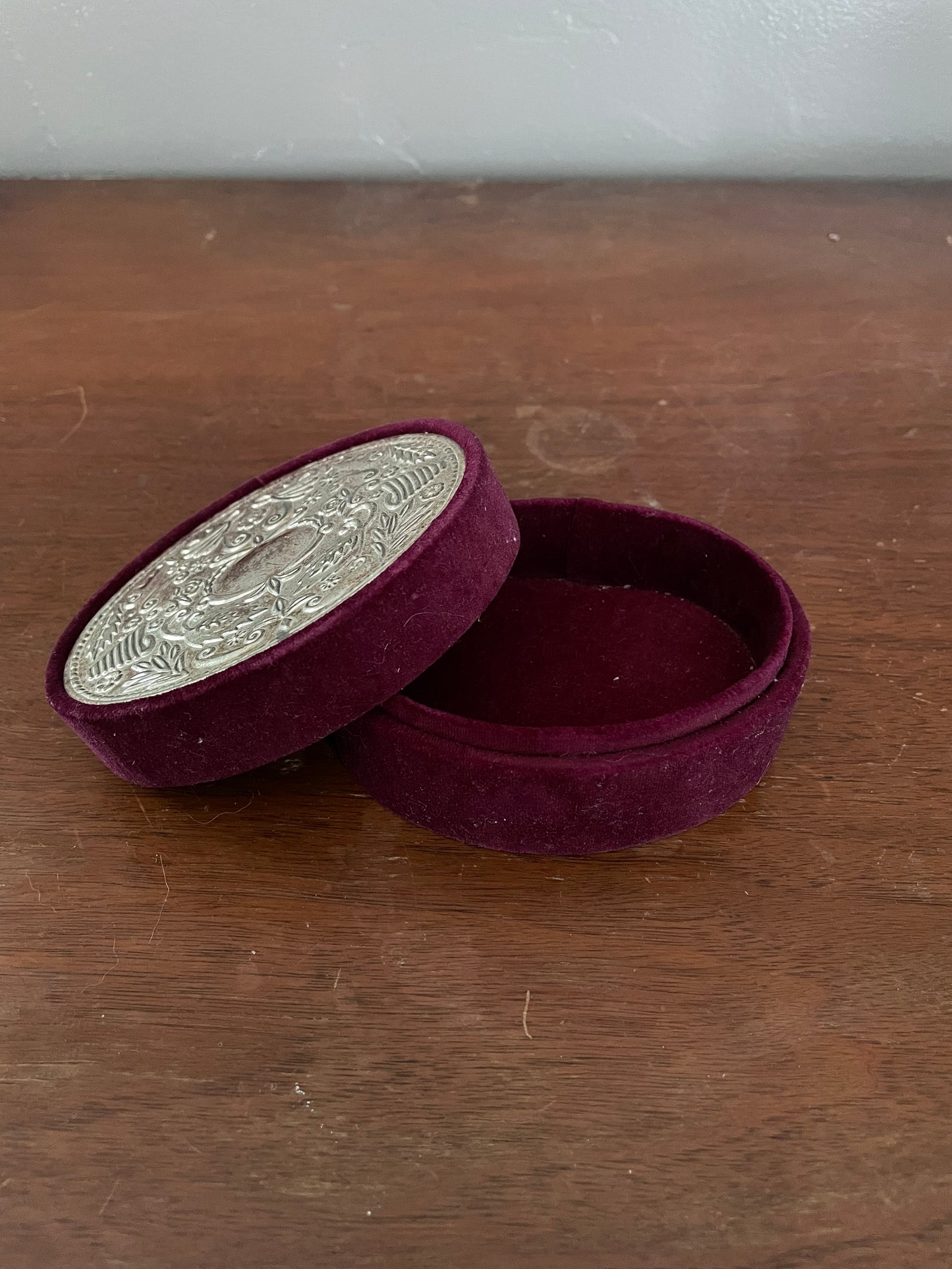 Vintage Godinger Velvet & Plated Silver Jewelry Box