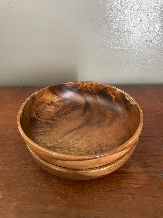 Set of Two Wood Salad Bowls