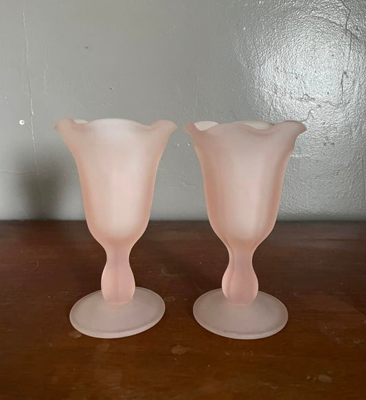 Frosted Pink Tulip Vases