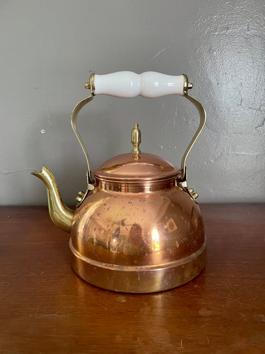 Vintage Copper & Brass Tea Kettle