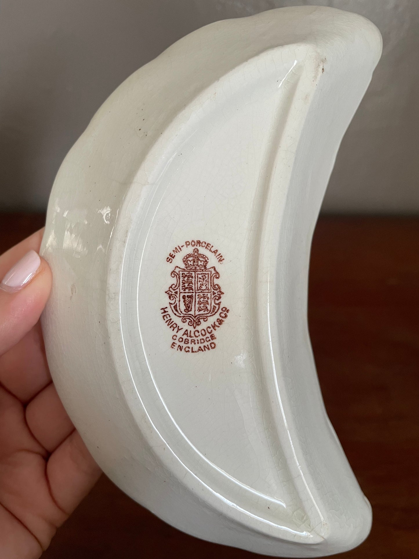 Vintage Semi-Porcelain Crescent Moon Dish