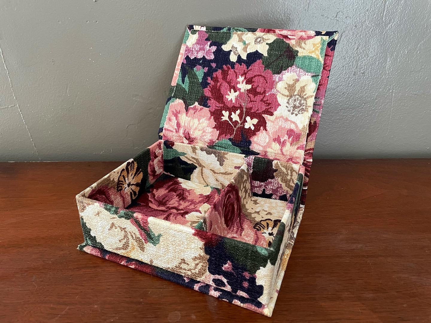 Floral Upholstered Jewelry Box