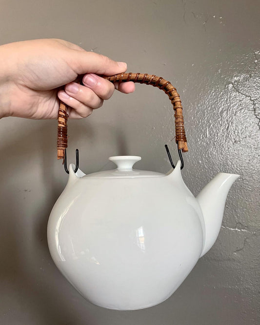 Ceramic Teapot with Rattan Handle