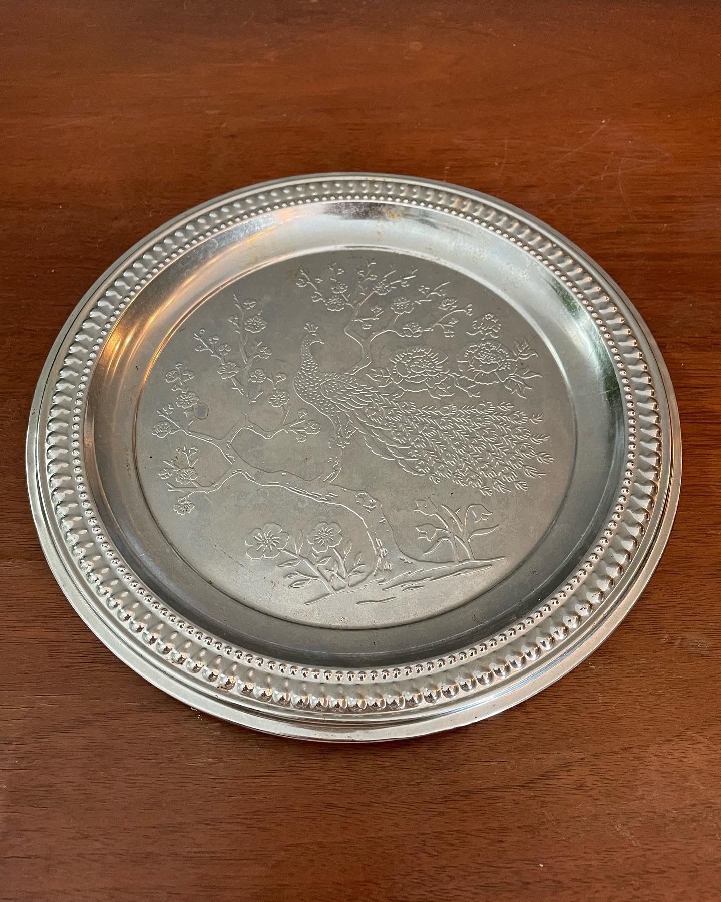 Small Peacock Silver Tray