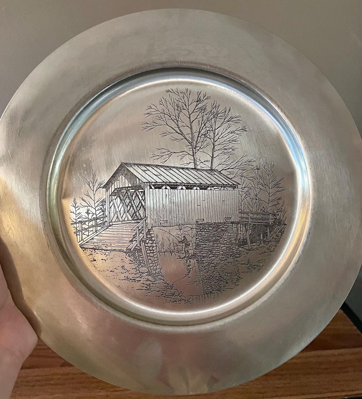 “The Southern Countryside” Full Collection of 8 Limited Edition 1972-1978 Etched Pewter Plates by Darell Koons