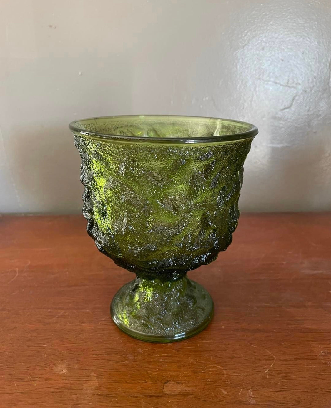 Green Glass Goblet Planter