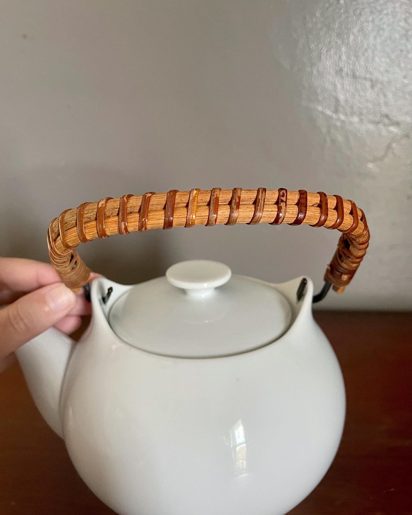 Ceramic Teapot with Rattan Handle