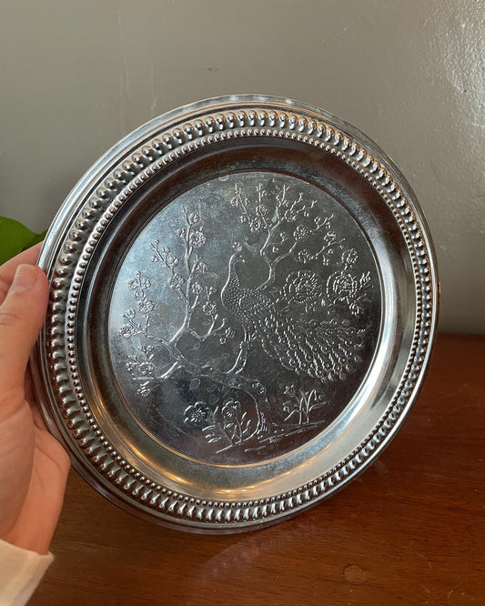 Small Peacock Silver Tray